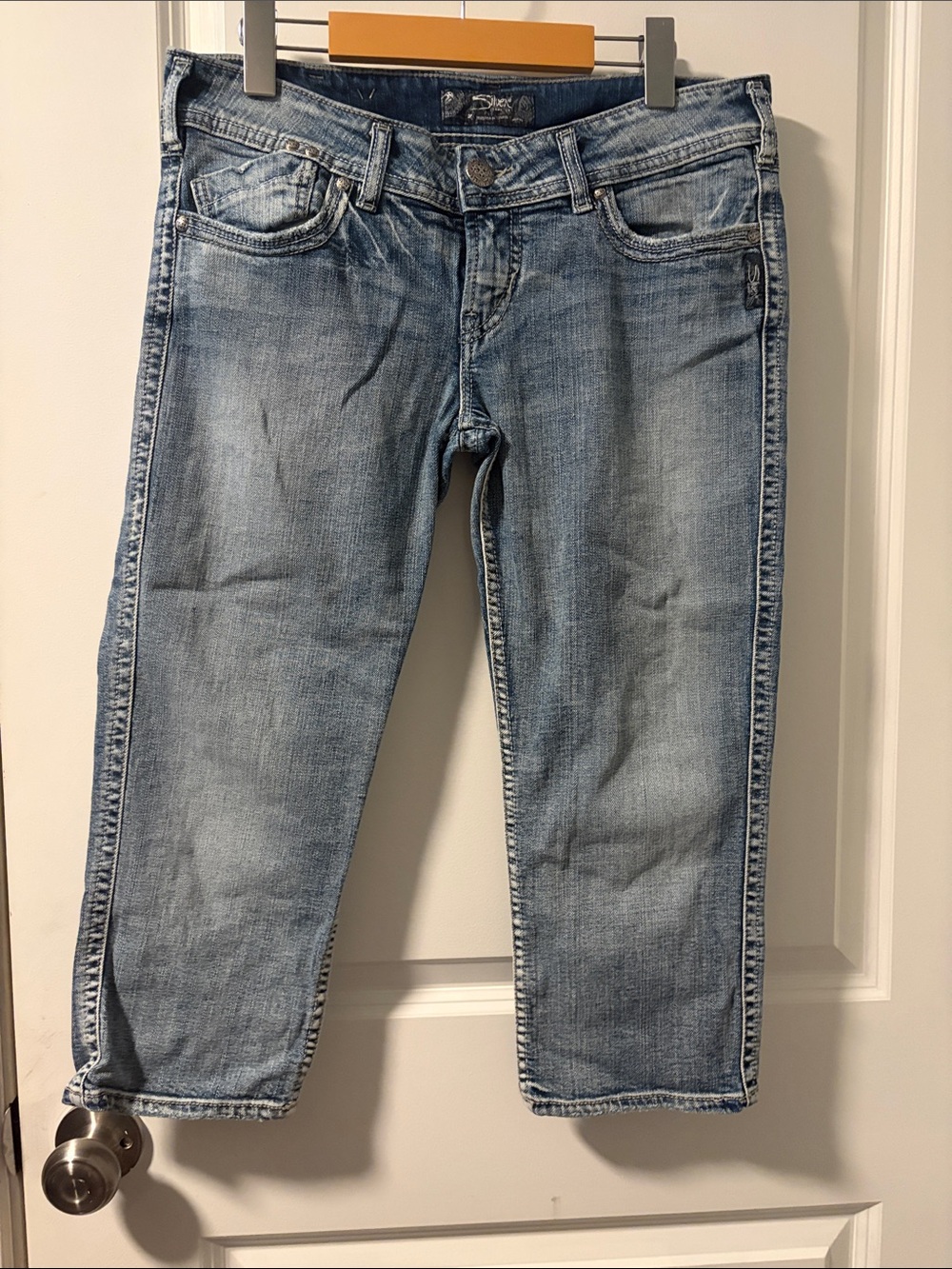 Silver Jeans Faded Light Blue Cropped Ankle Denim